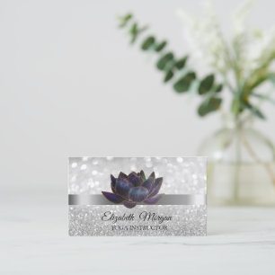 Stilfull Bokeh Silver, Lotusblomma Yoga Instruktör Visitkort