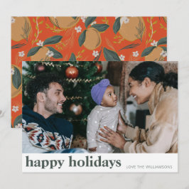 Stilfull botanisk frukt röd grön bred foto julkort