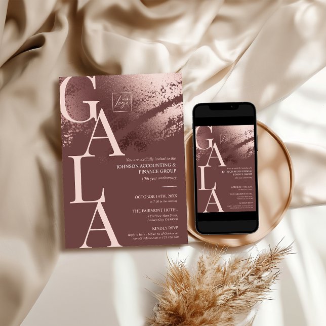 Stilfull brons redigerbar affärsgala inbjudan (Stylish bronze editable business gala einvite)