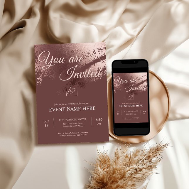 Stilfull brons redigerbar speciell evenemangsinbju inbjudningar (Stylish bronze editable special event einvite)