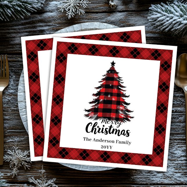 Stilfull Buffel Julgran Servett Mall (Stylish Buffalo Christmas Tree Napkin Template)