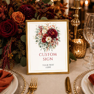 Stilfull burgundergul blomsterglas djupröd anpassa poster