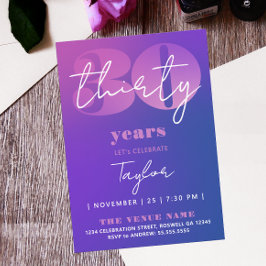 Stilfull Chic Blå Lila Rosa 30-års Femtio Ombre Ty Inbjudningar