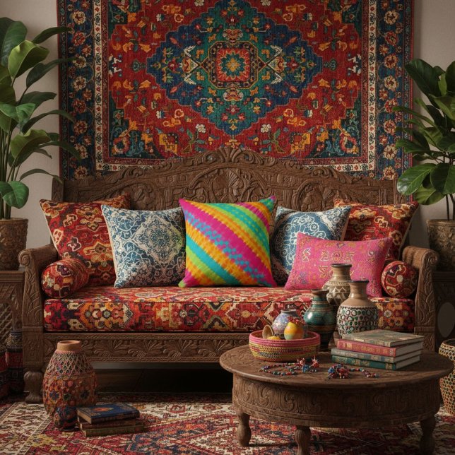 stilfull chic  elegant geometrisk  färgrik kudde (Skapare uppladdad)