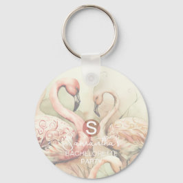 Stilfull Chic Flamingo Monogram Personlig Nyckelring