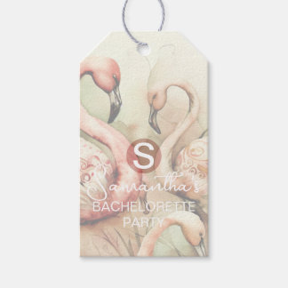 Stilfull Chic Flamingo Monogram Personlig Presentetikett