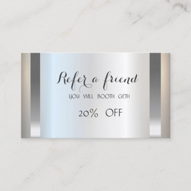 Stilfull Chic Silver  Ränder  Rekommendationskort Rabattkort (Framsida)