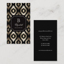 Stilfull Chic Svart Guld Folie Diamant Ikat Monogr