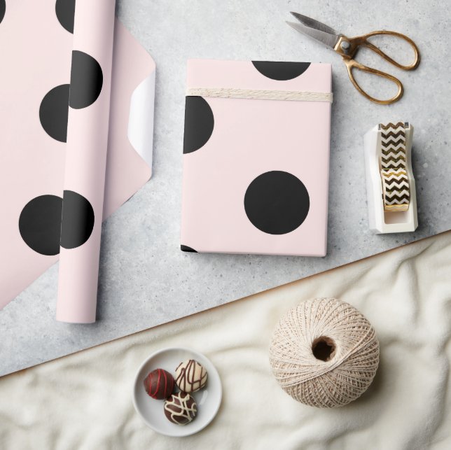 Stilfull Chic Svart/Rosa Prickmönster Presentpapper (Hantverk)