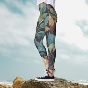 Stilfull Chic Victorinsk Invecklad Botanisk Mönste Leggings