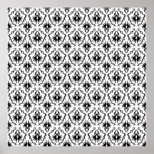 Stilfull damastast design, svart och White. Poster