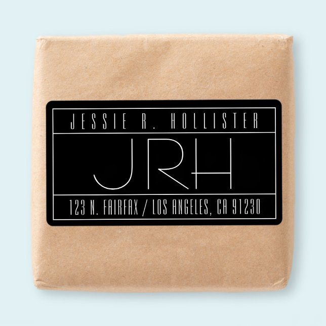 Stilfull Deco-stil | svart-vit returadress för för Fraktsedel (Skapare uppladdad)