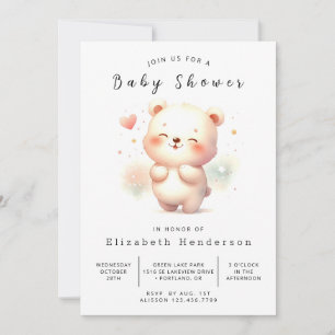 Stilfull digital björn baby shower inbjudningar