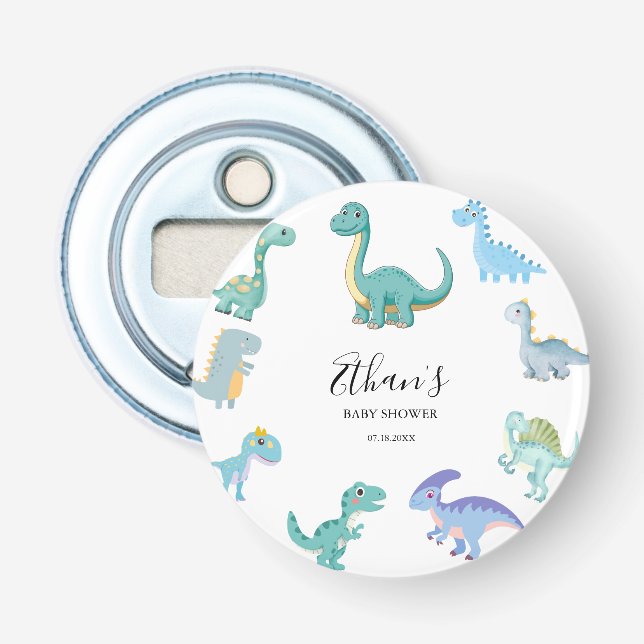 Stilfull dinosaurie-babyfirande vit flasköppnare (Framsidan)