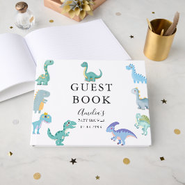 Stilfull dinosaurie-babyshower vit gästböcker