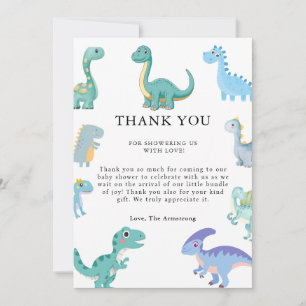 Stilfull dinosaurie-babyshower vit tack kort
