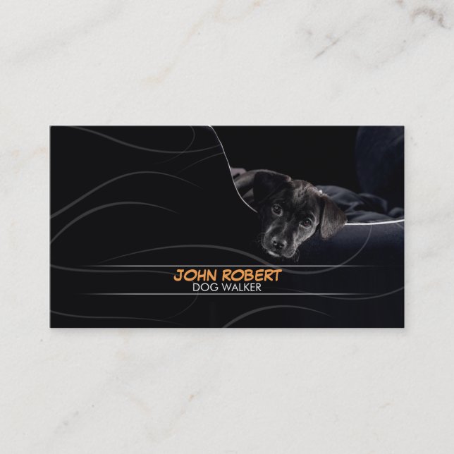 Stilfull djuromsorg hundfotgängare som går visitkort (Framsida)