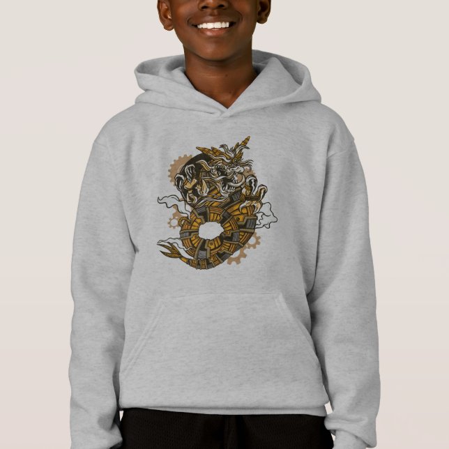 Stilfull Drak, Drak Steampunk-design T Shirt (Framsida)