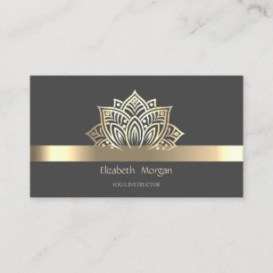 Stilfull Elegant Lotus Guld Rand Yoga Instruktör Visitkort