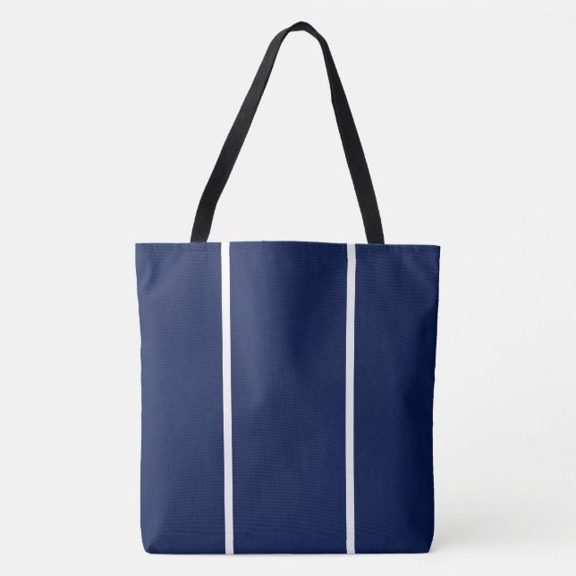 Stilfull Elegant Marinblå Vit Vertikala Ränder Tygkasse (Framsida)