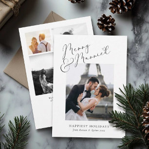 Stilfull Elegant Merry och Gifta Fotokollage Julkort
