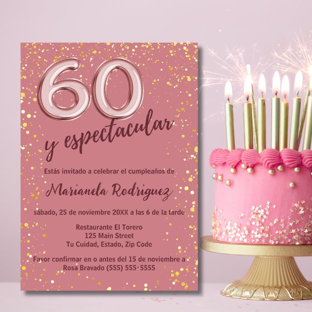 Stilfull Elegant Roséguld 60-års Födelsedagspaket  Inbjudningar (Skapare uppladdad)