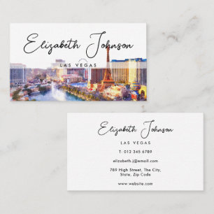 Stilfull Elegant Skrift Las Vegas Skyline Visitkort