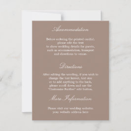 Stilfull Elegant Taupe Brölloppsdetaljkort Inbjudningar