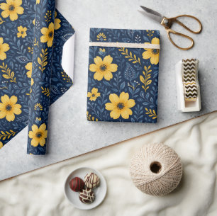 Stilfull etniskt medelhavsinspirerat blomsterkonst presentpapper