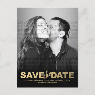 Stilfull falsk guld Save the Date Foto Postkort Meddelande Vykort