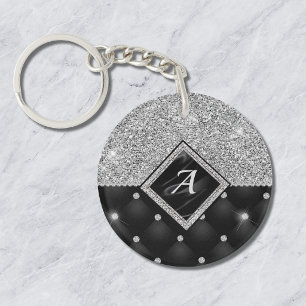 Stilfull falsk kristall silver svart diamantmonogr