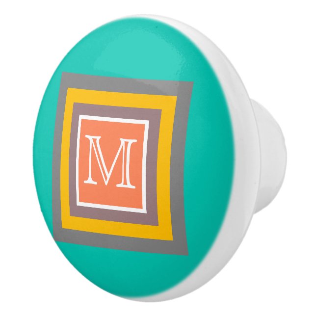 Stilfull Färg Ruta Modernt Monogram Knopp (Höger)