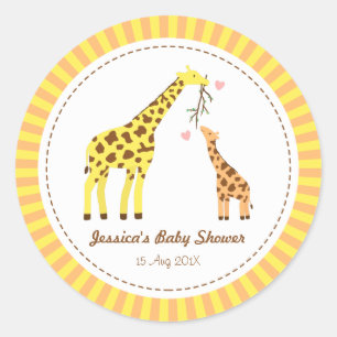 Stilfull Färgrik Giraffkalv Baby Shower-fest Runt Klistermärke