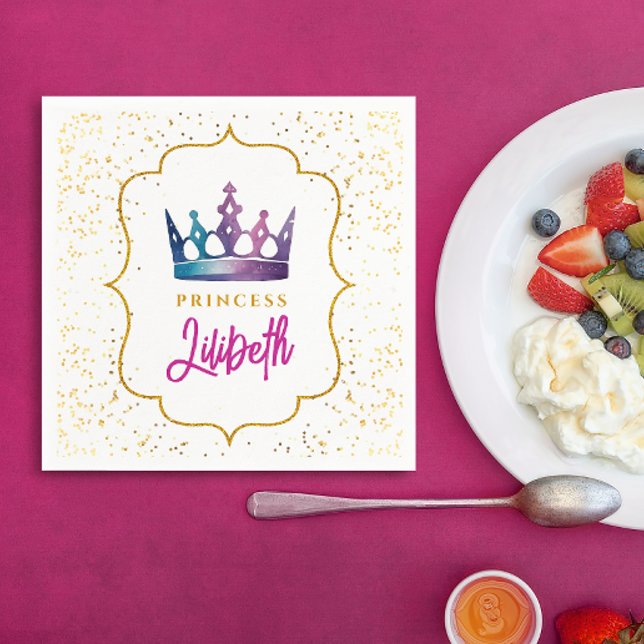 Stilfull Färgrik Prinsess Krona Tiara Akvarell Pappersservett (Skapare uppladdad)
