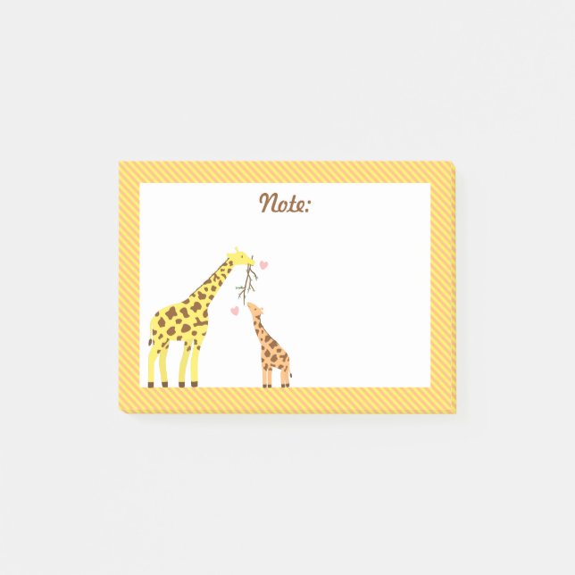 Stilfull Färgstark Giraff Mamma och Bebis Kalv Post-it Block (Framsida)