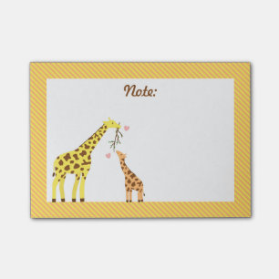 Stilfull Färgstark Giraff Mamma och Bebis Kalv Post-it Block