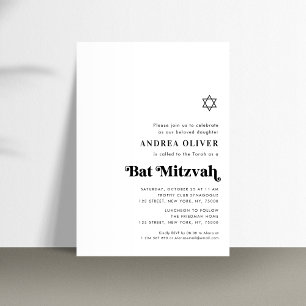 Stilfull Fet Retro Skrift Minimalist Bar Mitzvah Inbjudningar