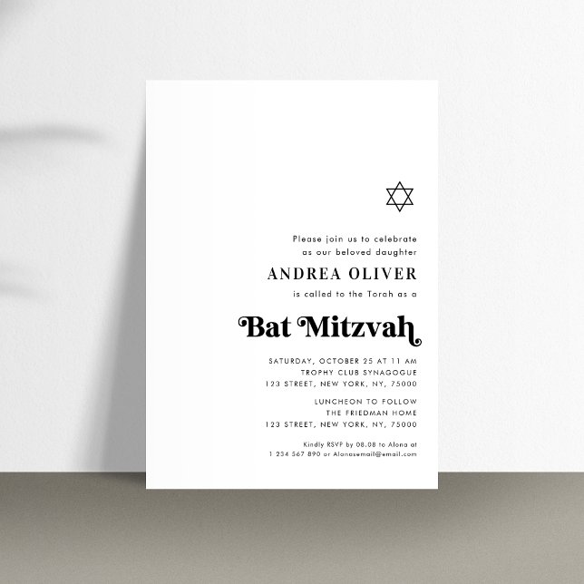 Stilfull Fet Retro Skrift Minimalist Bar Mitzvah Inbjudningar (Skapare uppladdad)