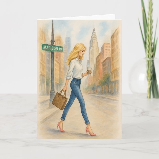 Stilfull flicka på Madison Ave i NYC Kort (Framsida)
