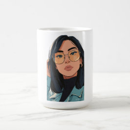 Stilfull flickillustration | Trendig mode Kaffemugg