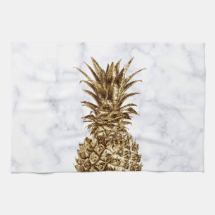 Stilfull för söt guld- & vitmarmorananas kökshandduk