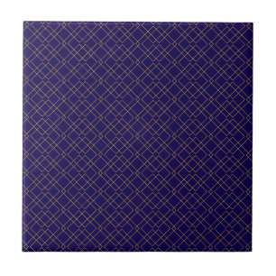 Stilfull geometrisk guldlåda design Mörkblå Kakelplatta