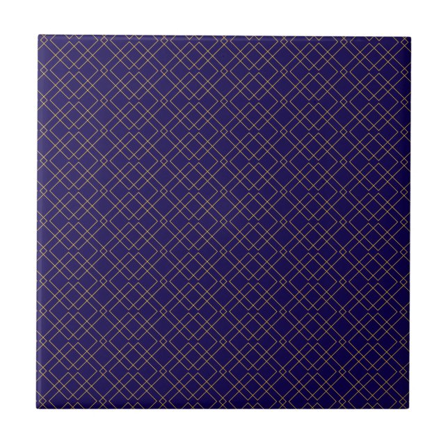 Stilfull geometrisk guldlåda design Mörkblå Kakelplatta (Framsidan)