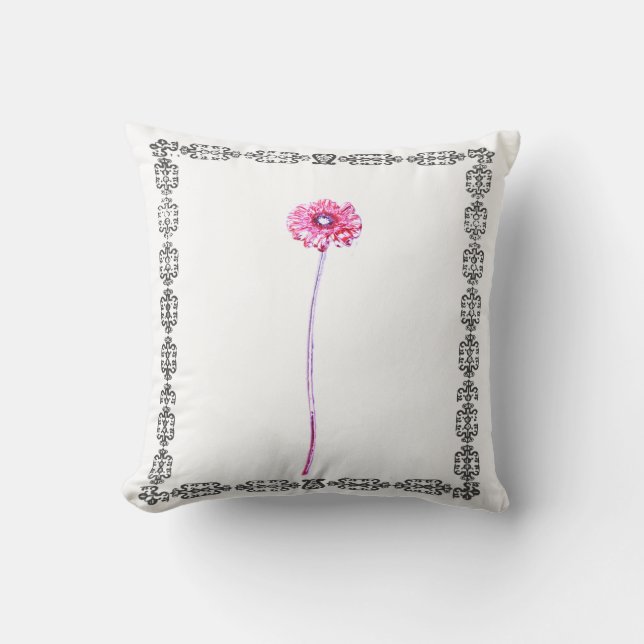 Stilfull Gerbera Gerberum Blommig Ram Kudd Kudde (Framsida)
