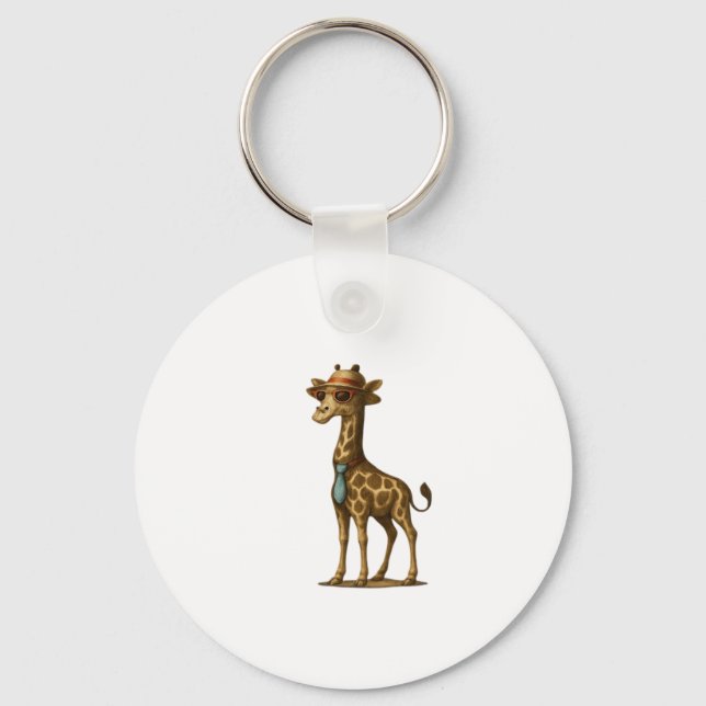 Stilfull Giraff Illustration. Girafe Stylé Illust Nyckelring (Framsida)