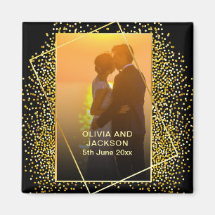 Stilfull Glad Alla Hjärtans Dag Guld Glitter par f Magnet