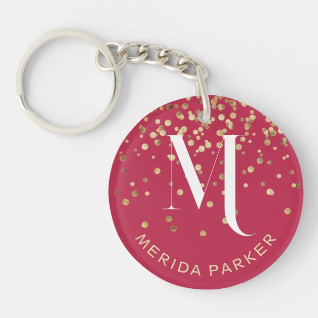 Stilfull Glam Röd Guld Glitter Initial Monogram (Framsidan)