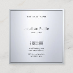 Stilfull Glamour Silver Modern Professionell Enkel Fyrkantigt Visitkort