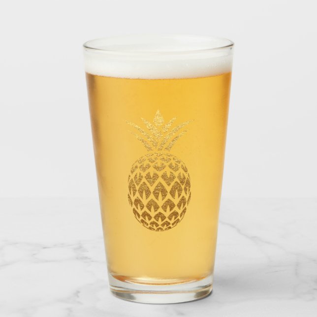 Stilfull glitter guld ananas glaskopp (Framsida fylld)