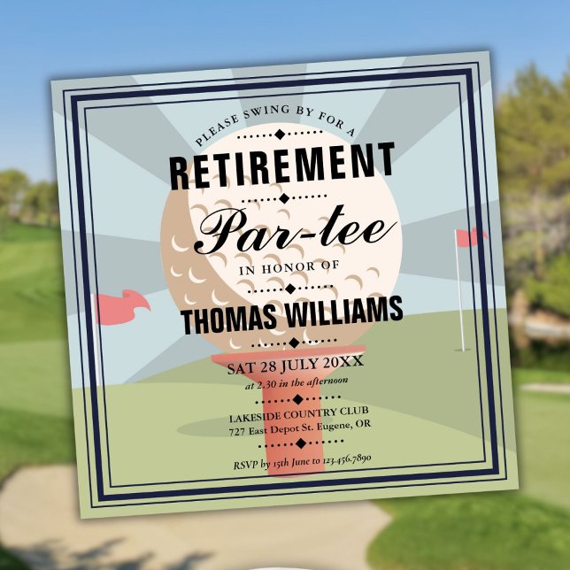 Stilfull Golfpensionärsfest Inbjudningar (Stylish Golf Retirement Partee Party Invitation)